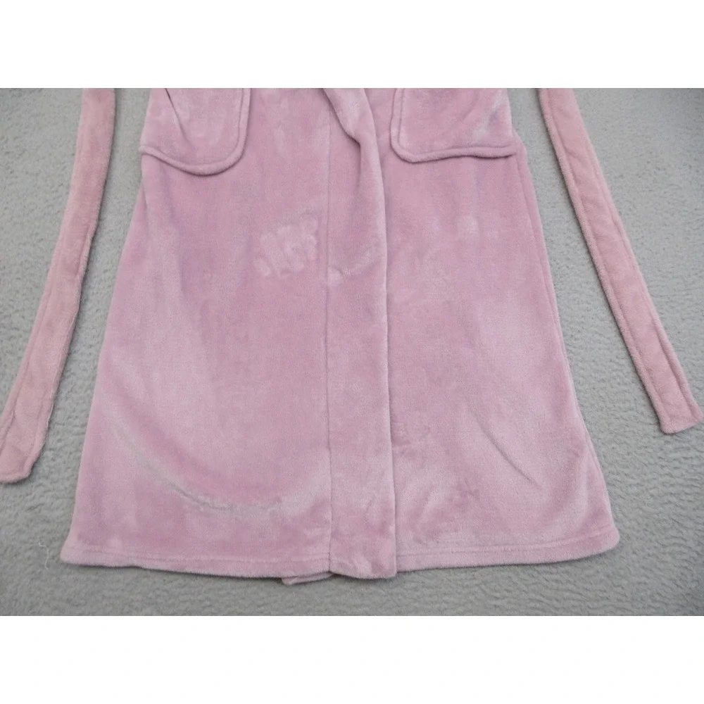 Carole Hochman Plush Fleece Robe Womens M Pink Faux Fur Trim Cozy Cottagecore
